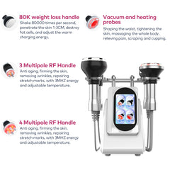 4w1 80K Radiofrekwencyjna próżniowa ultradźwiękowa maszyna do kawitacji, urządzenie do modelowania i wyszczuplania ciała na twarz, ramiona, talię, brzuch, nogi