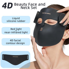 Maska silikonowa LED do twarzy i szyi LED-FacialGlow 4D, profesjonalna terapia światłem LED w 8 kolorach, działanie przeciwstarzeniowe i rozjaśniające, 400 wiązek światła