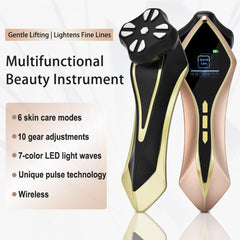 MF-FacialGlow HC029 6 w 1 – Mikroprądy EMS, podgrzewanie i terapia światłem LED 7 kolorów, lifting twarzy, redukcja zmarszczek, ujędrnianie i odmładzanie skóry