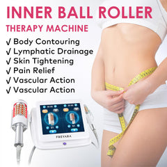 Urządzenie do masażu Inner Ball Roller z 2 uchwytami – terapia kompresji i mikrowibracji z czerwonym i niebieskim LED do modelowania sylwetki, drenażu limfatycznego, redukcji cellulitu, rozluźnienia mięśni i ujędrniania skóry