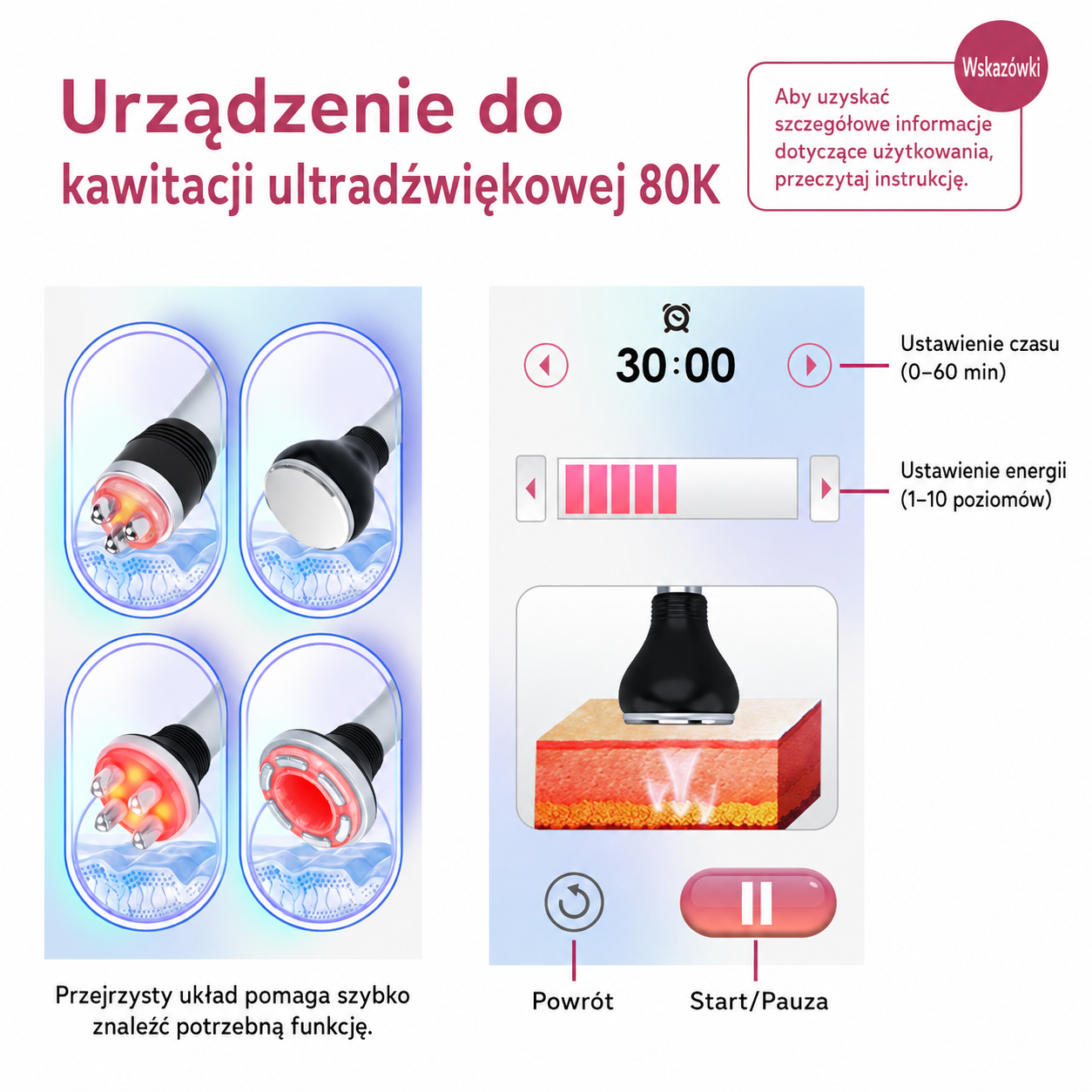 4w1 80K Radiofrekwencyjna próżniowa ultradźwiękowa maszyna do kawitacji, urządzenie do modelowania i wyszczuplania ciała na twarz, ramiona, talię, brzuch, nogi