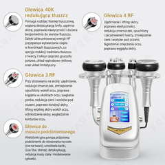40K 4w1 RF Ultradzwiękowa Kawitacja Vacuum, Urządzenie do Liposukcji i Wyszczuplania, Twarz, Ramiona, Talię, Brzuch, Nogi