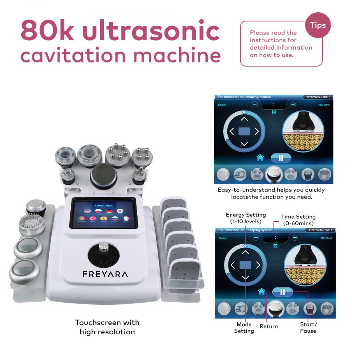 80K 11w1 Urządzenie RF z Kawitacją Ultradźwiękową z 6 Paskami EMS/Lipolaser, Profesjonalny System Modelowania Sylwetki, Antycellulitowy Masażer do Salonu i SPA
