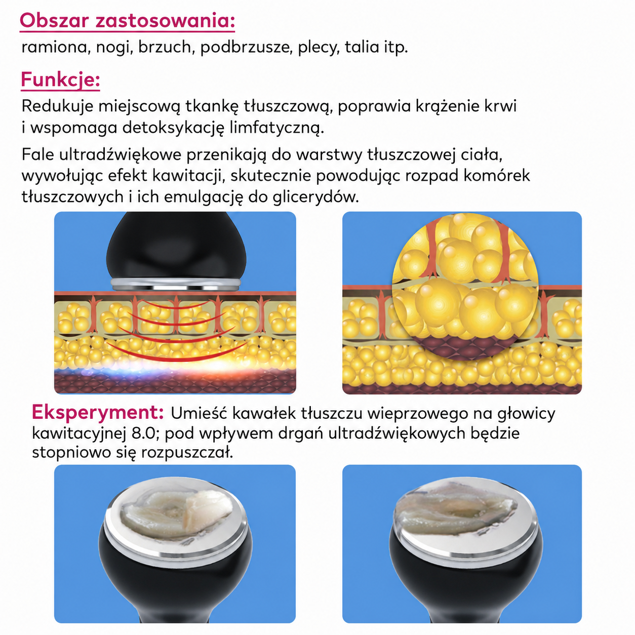 4w1 80K Radiofrekwencyjna próżniowa ultradźwiękowa maszyna do kawitacji, urządzenie do modelowania i wyszczuplania ciała na twarz, ramiona, talię, brzuch, nogi