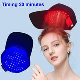 Czapka do terapii światłem wspomagająca porost włosów, 70 diod LED, masaż skóry głowy, terapia czerwonym i niebieskim światłem, system odbudowy włosów dla mężczyzn i kobiet