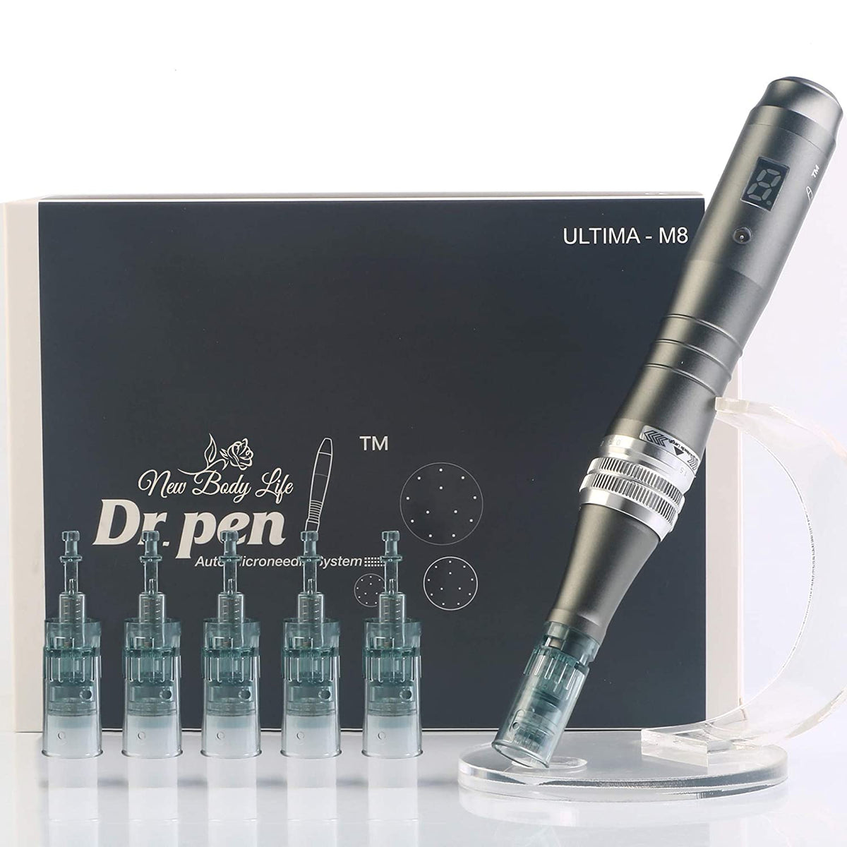 Dr Pen Ultima M8, Profesjonalny Dermapen Mikroigłami, Akumulator USB, Zapasowe Opakowanie Wkładów