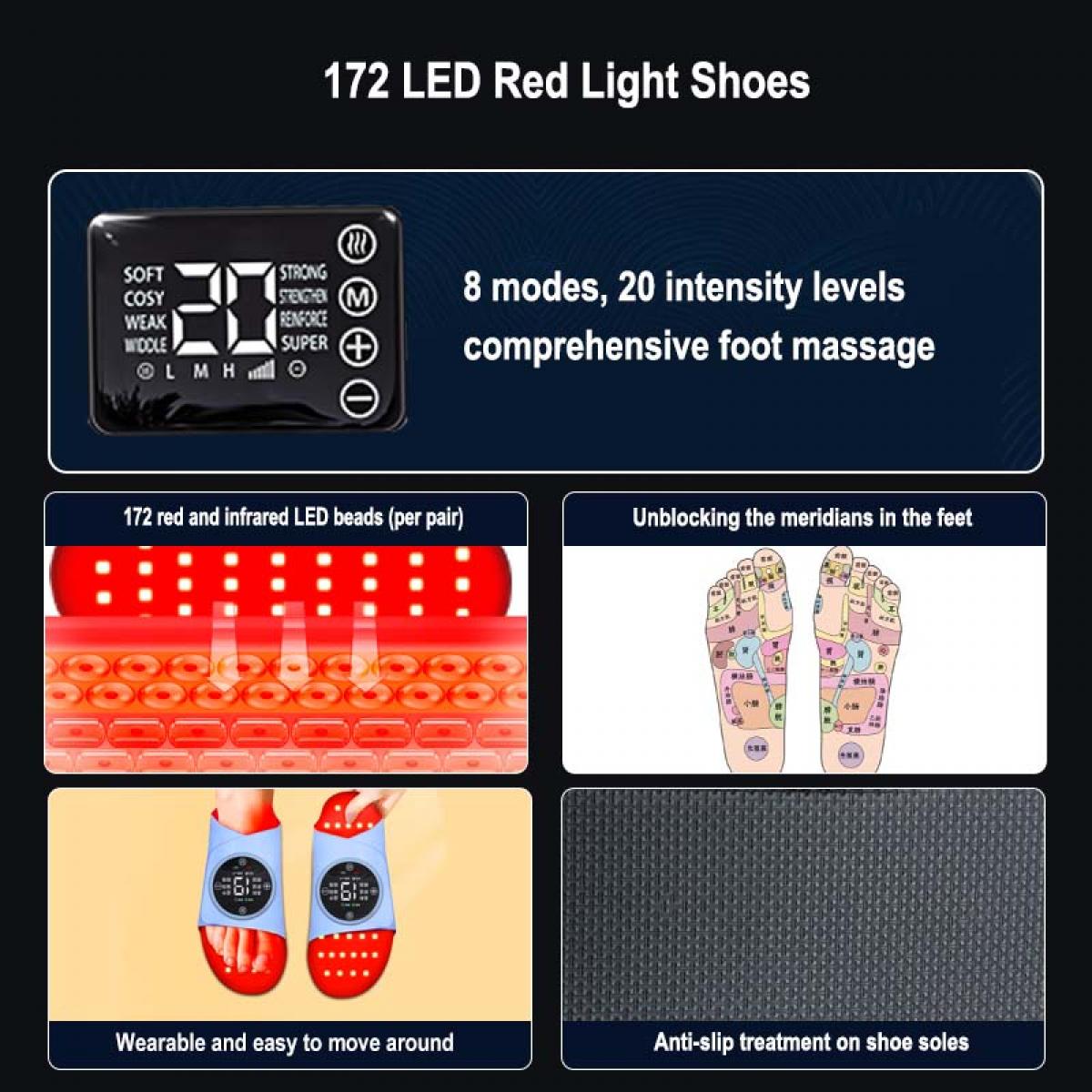 LED-FeetRepair P13 – Buty do terapii światłem czerwonym i podczerwonym, 172 diody LED, ulga w bólu stóp, poprawa krążenia krwi i regeneracji