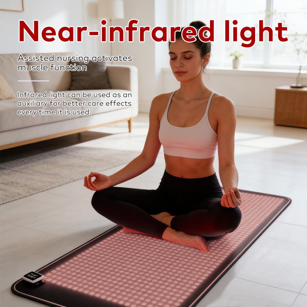 FREYARA Mata do terapii światłem LED XXL 183 × 72 cm na całe ciało, 4 kolory, 1344 diody LED – do pielęgnacji skóry, relaksacji mięśni i użytku domowego