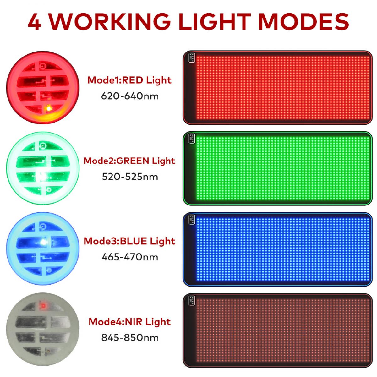FREYARA Mata do terapii światłem LED XXL 183 × 72 cm na całe ciało, 4 kolory, 1344 diody LED – do pielęgnacji skóry, relaksacji mięśni i użytku domowego