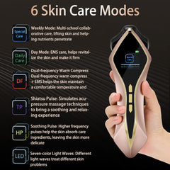 MF-FacialGlow HC029 6 w 1 – Mikroprądy EMS, podgrzewanie i terapia światłem LED 7 kolorów, lifting twarzy, redukcja zmarszczek, ujędrnianie i odmładzanie skóry