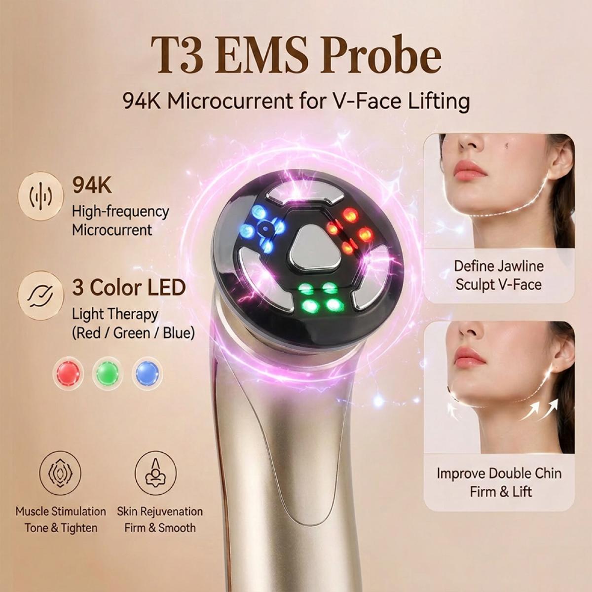 Urządzenie do Twarzy Anti-Aging FREYARA RF EMS LED do Użytku Domowego – Redukcja Zmarszczek, Ujędrnianie, Lifting i Odmładzanie dla Promiennej Skóry