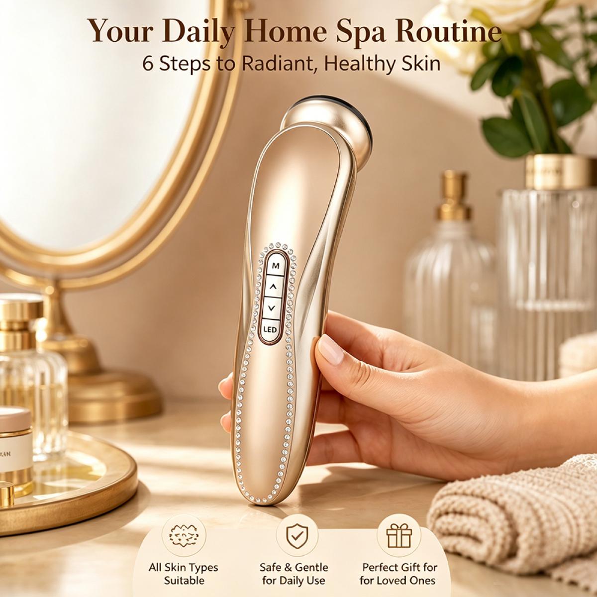 Urządzenie do Twarzy Anti-Aging FREYARA RF EMS LED do Użytku Domowego – Redukcja Zmarszczek, Ujędrnianie, Lifting i Odmładzanie dla Promiennej Skóry