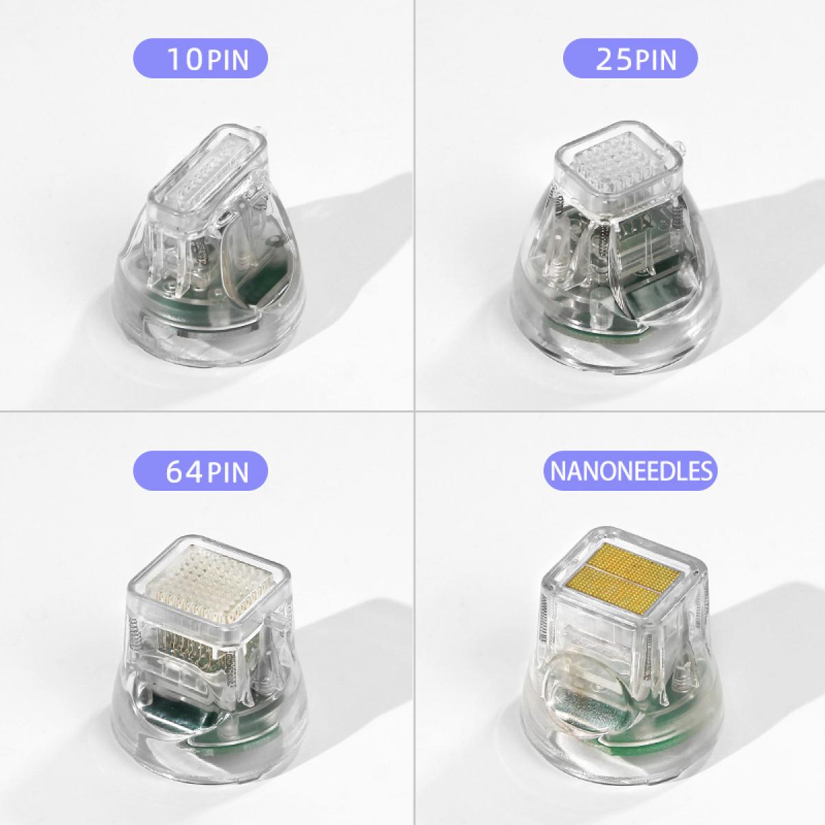 Kartridże do Złotego RF Microneedling, Zestaw 4 Sztuk: 1×10-Pin, 1×25-Pin, 1×64-Pin, 1×Nano