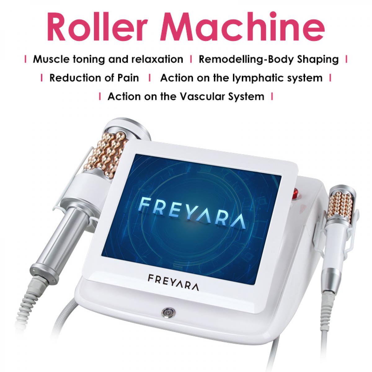 Urządzenie do masażu Inner Ball Roller z 2 uchwytami – terapia kompresji i mikrowibracji z czerwonym i niebieskim LED do modelowania sylwetki, drenażu limfatycznego, redukcji cellulitu, rozluźnienia mięśni i ujędrniania skóry