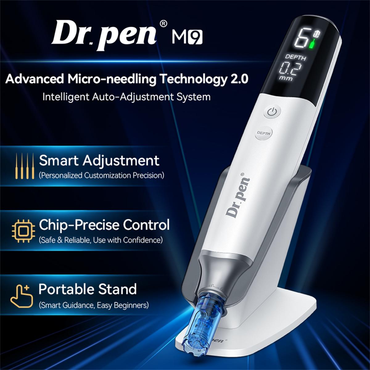 Dr. Pen M9 Profesjonalny Dermapen do mikronakłuwania, inteligentna automatyczna regulacja, z 10 kartridżami z igłami