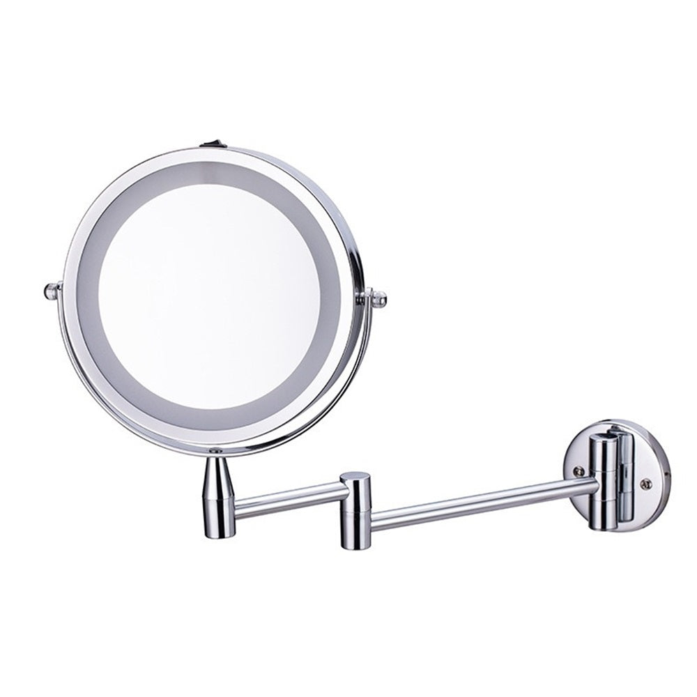 1X/10X Lusterko do Makijażu Naścienne, 8" Dwustronne Lustro do Lazienki, Obracane o 360, Wysuwane, Ladowane USB