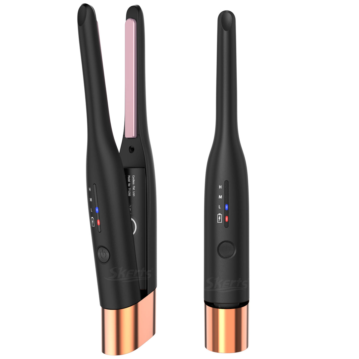 Bezprzewodowa Prostownica do Włosów, Mini Przenośna, 0.3" Złota Tytanowa Prostownica do Krótkich Cienkich Włosów, 160°C-200°C 3 Poziomy, Ladowanie USB