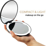 Kompaktowe Lusterko do Makijażu LED do Podróży, Powiększenie 1x/10x, Przenośne, Ladowane USB