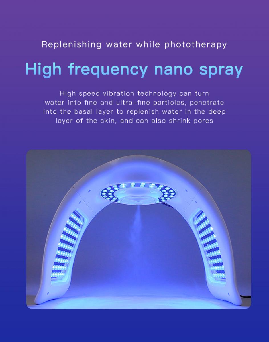 7-kolorowa maska LED do terapii światłem twarzy, 170 diod LED z funkcją nano mgiełki, fotodynamiczne urządzenie kosmetyczne PDT przeciwzmarszczkowe i odmładzające
