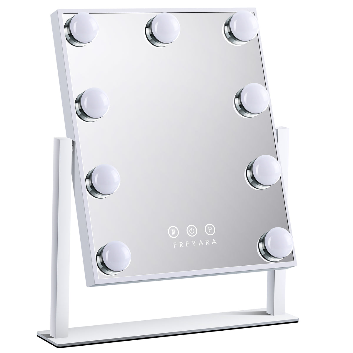 Hollywoodzkie Lusterko do Makijażu z 9 Zarówkami LED, 3 Trybami Oświetlenia, Inteligentnym Dotykiem, Regulowaną Jasnością, Obrotem o 360°, Ladowaniem USB