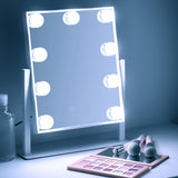 Hollywoodzkie Lusterko do Makijażu z 9 Zarówkami LED, 3 Trybami Oświetlenia, Inteligentnym Dotykiem, Regulowaną Jasnością, Obrotem o 360°, Ladowaniem USB